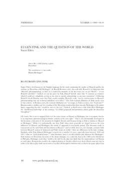 EugEn Fink and thE QuEstion oF thE World
