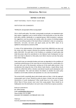 National Youth Policy 2014-2019