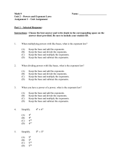 Unit 2 &ndash; Powers and Exponent Laws Assignment 1