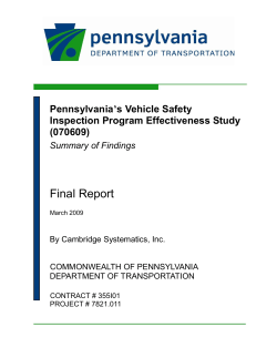 Pennsylvania`s Vehicle Safety Inspection Program Effectiveness