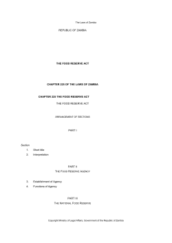 Food Reserve Act - National Assembly of Zambia