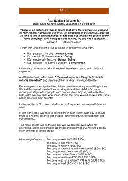 Four Quotient thoughts for OWIT Lake Geneva lunch, Lausanne on 3