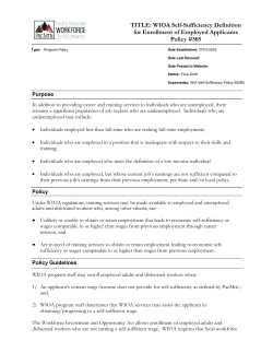TITLE: WIOA Self-Sufficiency Definition for Enrollment of Employed