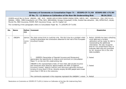 Summary of Comments on Consultation Paper 71 - CEIOPS-CP