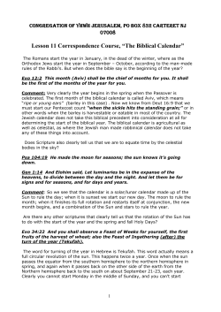 Lesson 11- The Biblical calendar CC Course