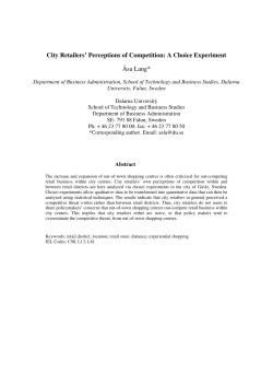 City Retailers` Perceptions of Competition: A Choice Experiment &Aring;sa