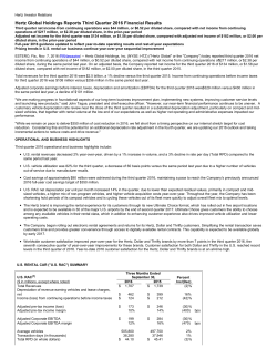 Hertz Global Holdings Reports Third Quarter 2016 - Hertz