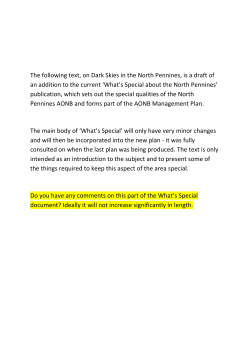 The following text, on Dark Skies in the North Pennines, is a draft of
