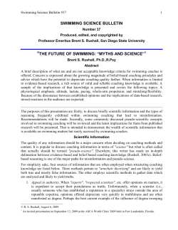The Future of Swimming - Coaching Science Abstracts