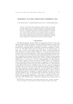 EFFICIENCY IN FUZZY PRODUCTION POSSIBILITY SET 1