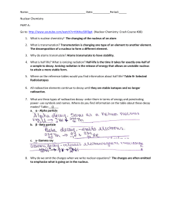 Nuclear Chemistry Part A and Part B HW Questions Answer Key