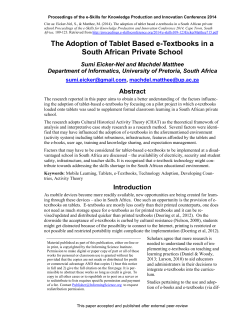 The Adoption of Tablet Based e-Textbooks in a South African Private