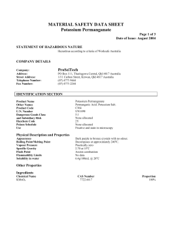 MATERIAL SAFETY DATA SHEET Potassium Permanganate