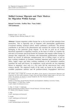 Skilled German Migrants and Their Motives for Migration Within