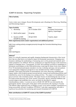 ICARP III Activity -‐ Reporting Template