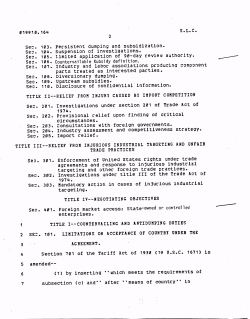 Sec. 103. Persistent dumping and subsidization. Sec. 104