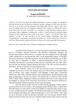 FACTS ARE NOT SACRED Dragoș AVĂDANEI &rdquo;Al. Ioan Cuza