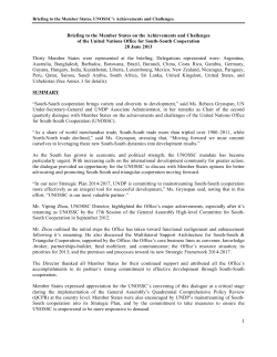 1 Briefing to the Member States on the Achievements and