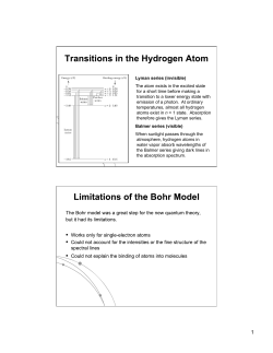 Lyman series (invisible) The atom exists in the excited state for a