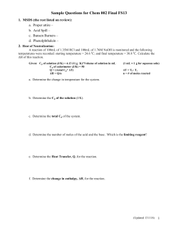 Sample Questions for Chem 002 Final FS13