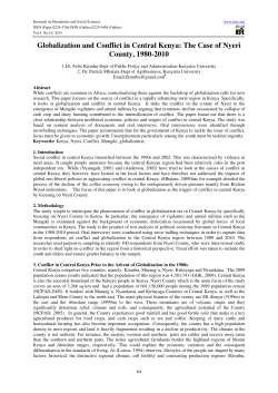Globalization and Conflict in Central Kenya: The Case of Nyeri