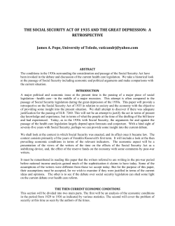 the social security act of 1935 and the great depression
