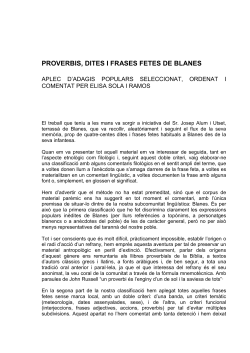 Proverbis, dites i frases fetes de Blanes