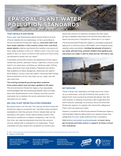 EPA COAL PLANT WATER POLLUTION STANDARDS
