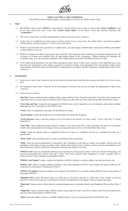POOLS LOTTERY GAME CONDITIONS These POOLS