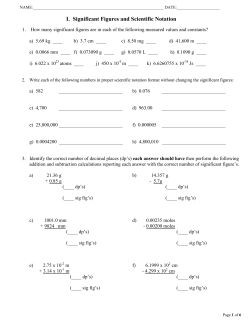 I. Significant Figures and Scientific Notation
