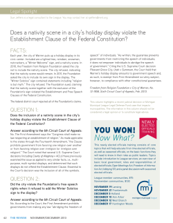 Does a nativity scene in a city`s holiday display violate the