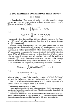 A TWO-PARAMETER HOMOGENEOUS MEAN VALUE12 YjWi=l, is
