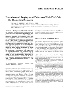 Education and Employment Patterns of US Ph.D.`s in the Biomedical