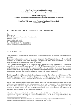 cooperatives, good companies &ldquo;by definition&rdquo;