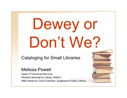 Cataloging for Small Libraries