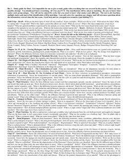 Bio 2 – Study guide for final
