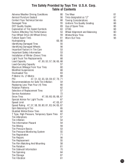 Tire Safety Provided by Toyo Tire U.S.A. Corp. Table of Contents