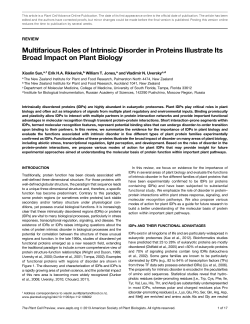 Multifarious Roles of Intrinsic Disorder in Proteins