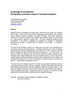 A marriage of convenience &ndash; Ethnography and Conversation Analysis