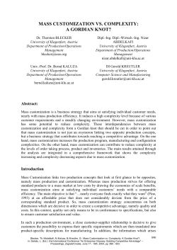 Mass Customization vs. Complexity: A Gordian Knot?