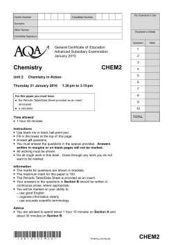 GCE Chemistry Unit 02 - Chemistry in Action Question Papers