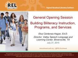 Bridge Event Webinar: Building Biliteracy - REL Southwest