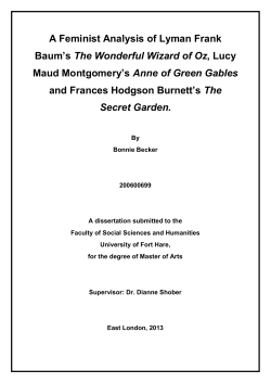 A Feminist Analysis of Lyman Frank Baum`s The Wonderful Wizard