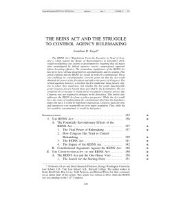 the reins act and the struggle to control agency rulemaking