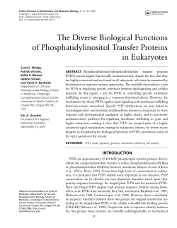 The Diverse Biological Functions of Phosphatidylinositol Transfer