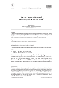 Switches between Direct and Indirect Speech in Ancient Greek