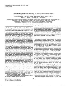 The Developmental Toxicity of Boric Acid in Rabbits1