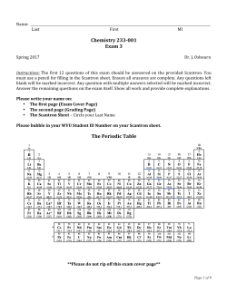Chemistry 233-001 Exam 3 The Periodic Table