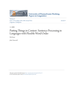 Putting Things in Context: Sentence Processing in Languages with