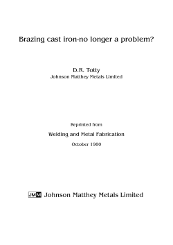 Brazing Cast Iron - Johnson Matthey Metal Joining